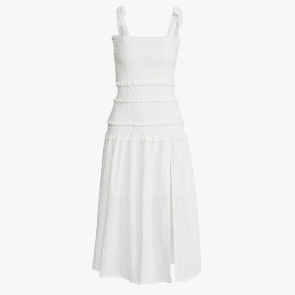 ASTR The Label Size Small Tess Dress In White Eyelet Smocked Midi Maxi Bridal - Picture 4 of 11